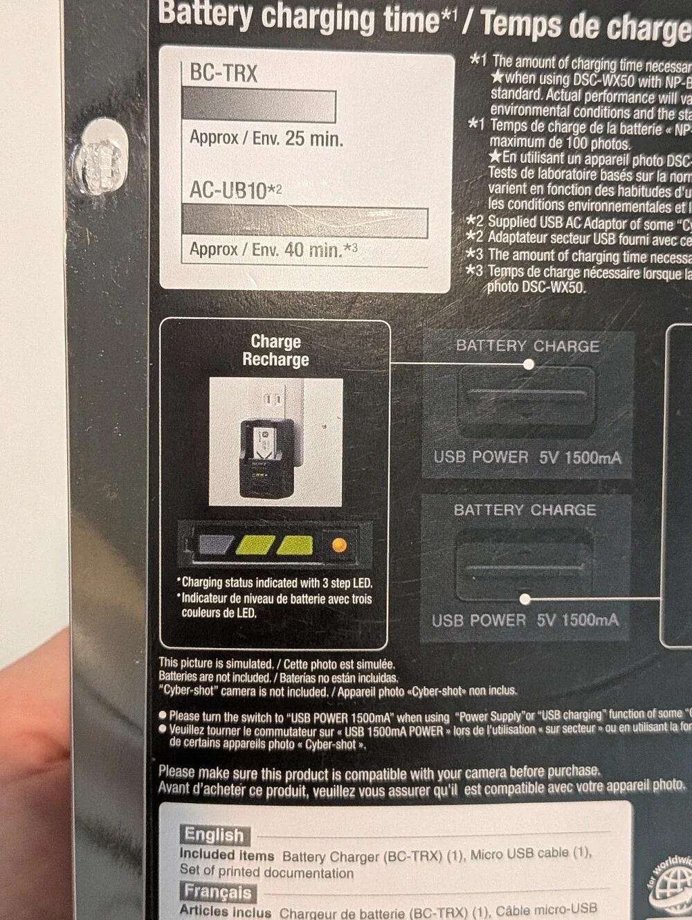 Sony BC-TRX Cyber-shot Battery Charger Genuine OEM New Sealed USB BC TRX